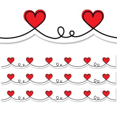 Creative Teaching Press Doodle Hearts EZ Border, Classroom Border Trim, PK72 10479